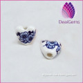 Blue elegance heart shape blue and white porcelain beads for sale